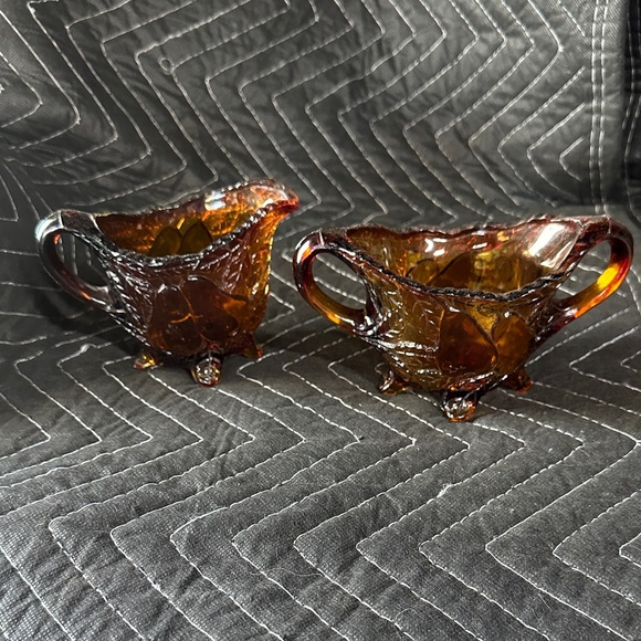Other - Amber Glass Creamer and Sugar Set